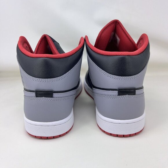 Nike Air Jordan 1 Mid Shoes Black Grey Red White Men’s Size 11.5 - Picture 4 of 10